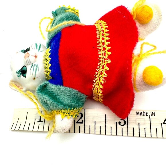 Vintage Department 56 Cat Ornament Ceramic Head Plush Body Christmas Kitty - Picture 4 of 7